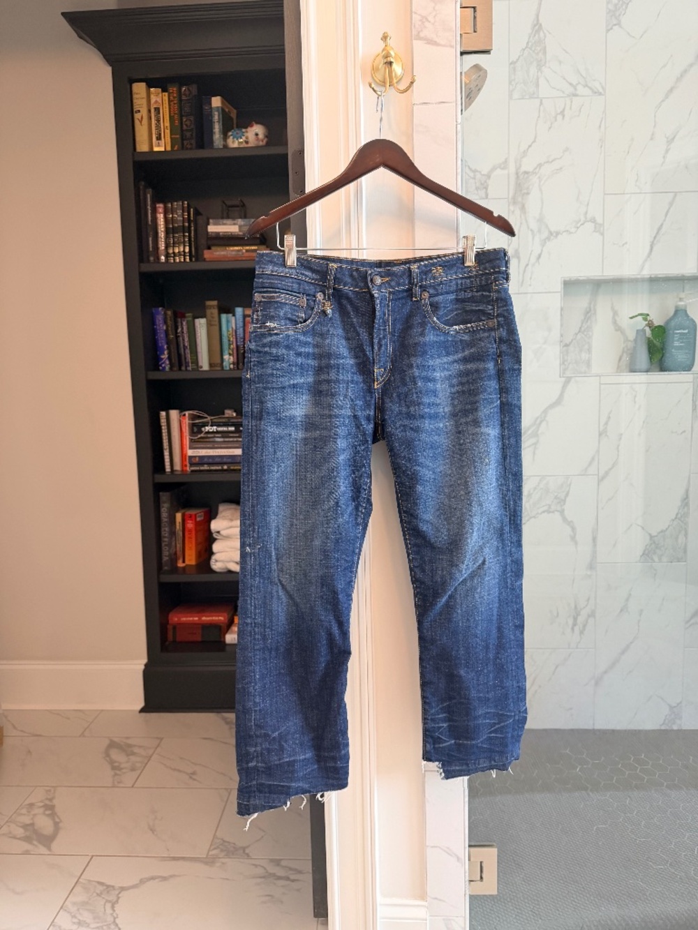R13 Straight leg blue wash denim size 31